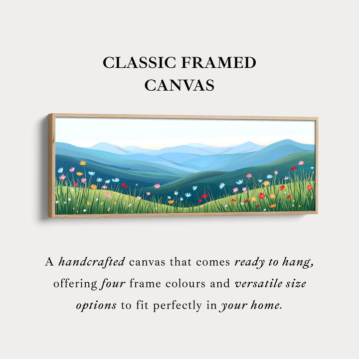 Horizontal Landscape Wall Art Green Blue Long Canvas Above Bed Scenic Nature Print