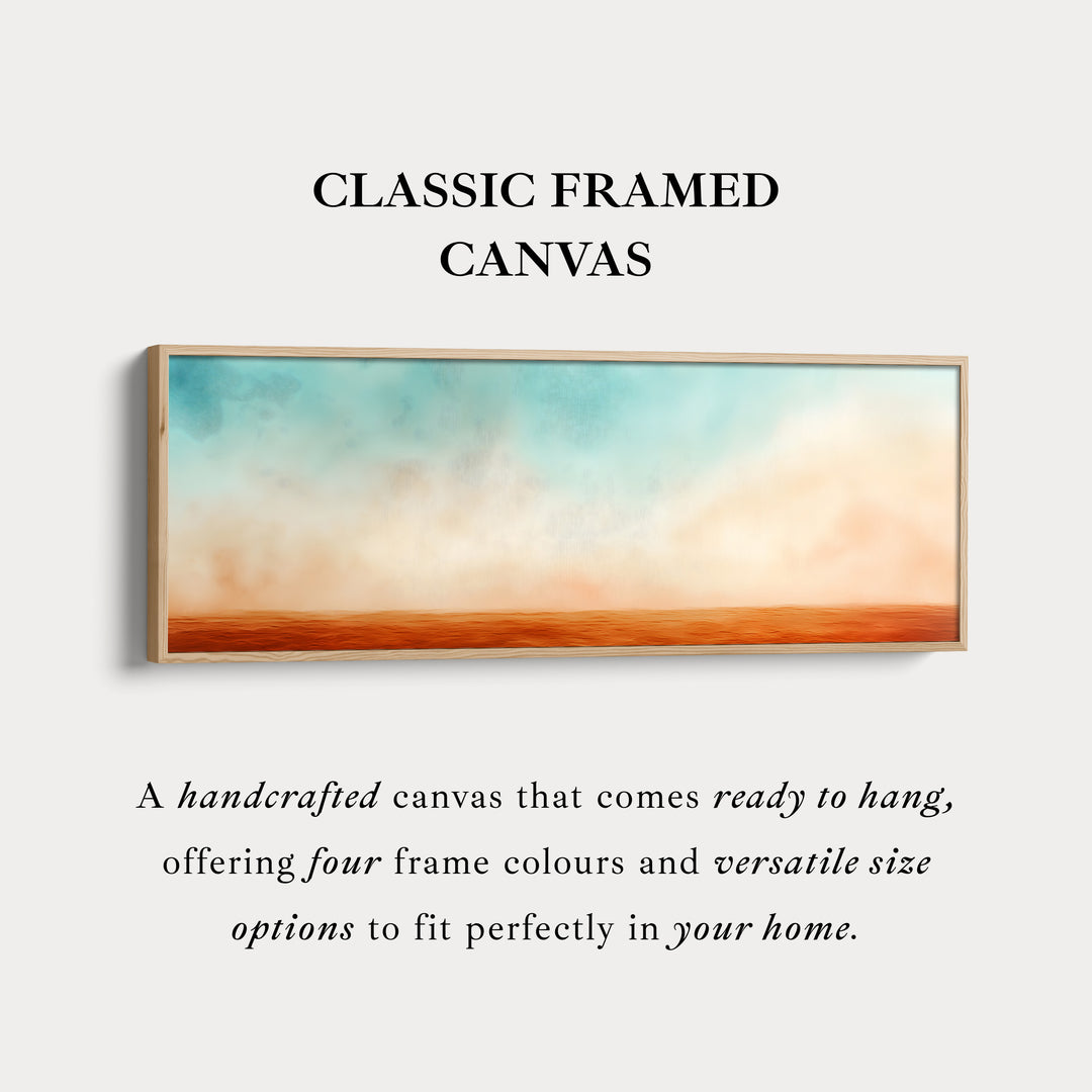 Panoramic Orange Beige Horizontal Wall Art Calm Desert Inspired Long Canvas