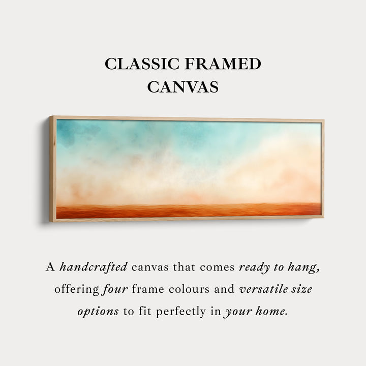 Panoramic Orange Beige Horizontal Wall Art Calm Desert Inspired Long Canvas