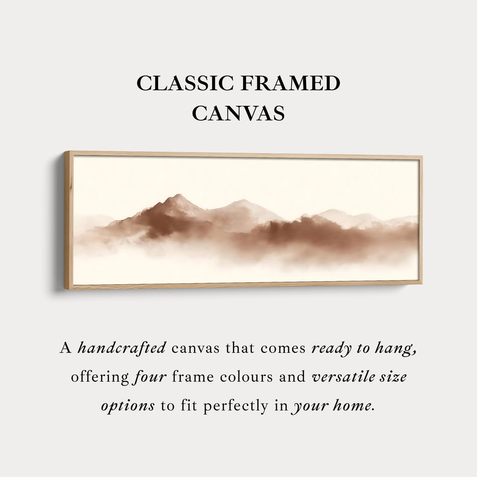 Long Narrow Mountain Wall Art Panoramic Canvas Neutral Bedroom Décor