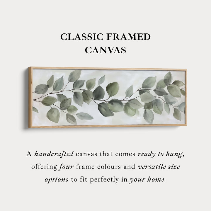 Horizontal Botanical Leaf Wall Art Long Canvas For Kitchen Or Hallway