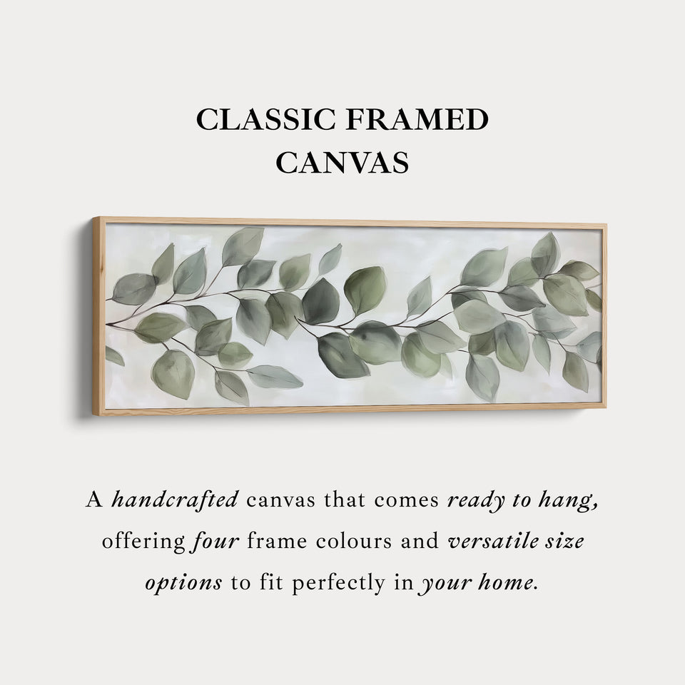 Horizontal Botanical Leaf Wall Art Long Canvas For Kitchen Or Hallway