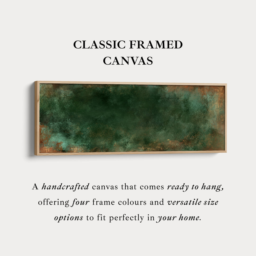 Wide Canvas Wall Art Deep Green Abstract Long Horizontal Wall Decor