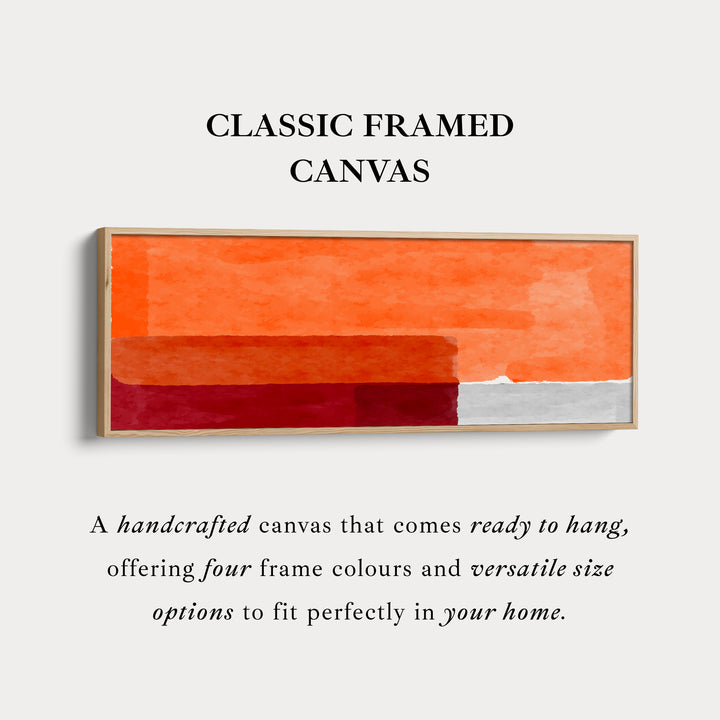 Bold Orange Wall Art Wide Abstract Canvas Long Horizontal Statement Piece