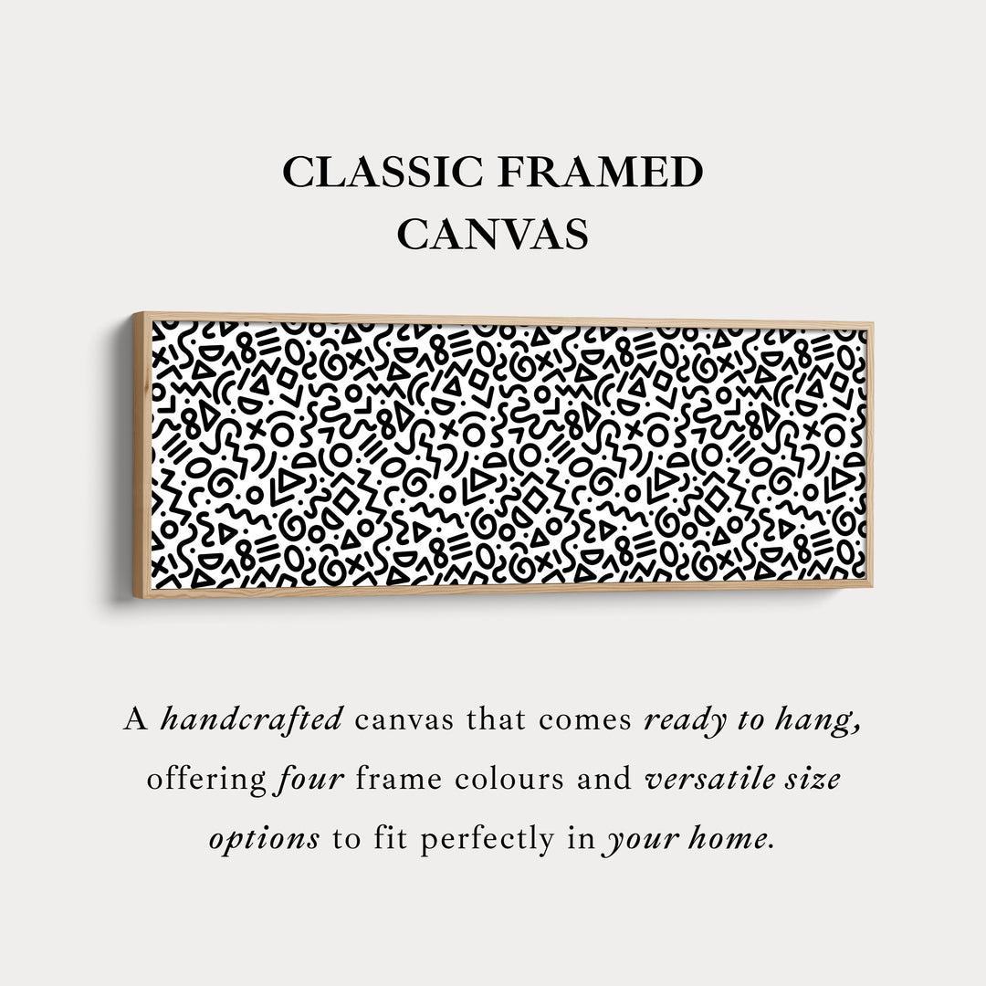 Geometric Pattern Wide Wall Art Black And White Modern Abstract