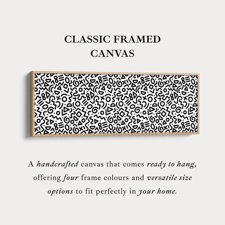 Geometric Pattern Wide Wall Art Black And White Modern Abstract