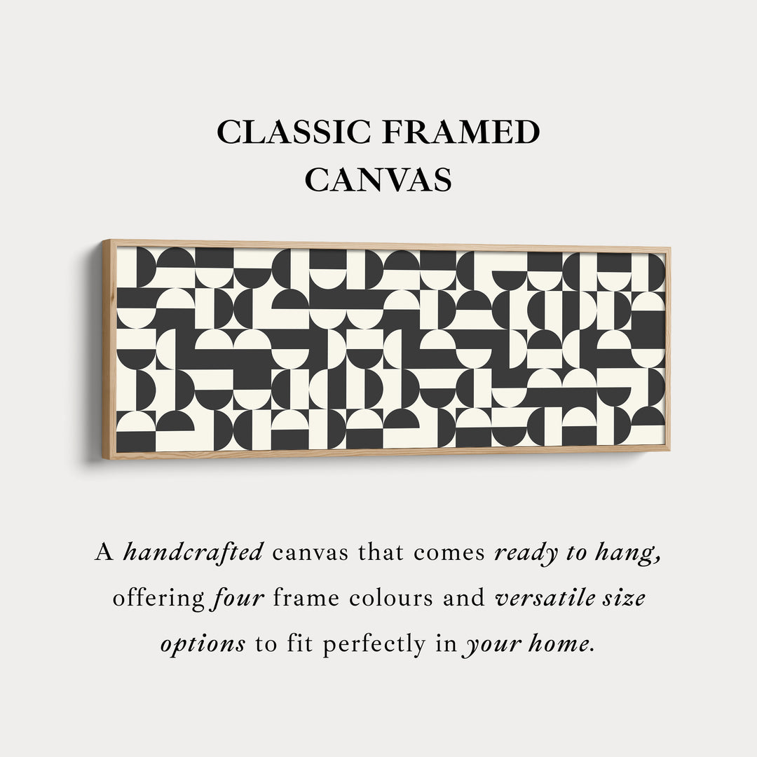 Horizontal Wall Art Black And White Geometric Pattern For Living Room Or Office