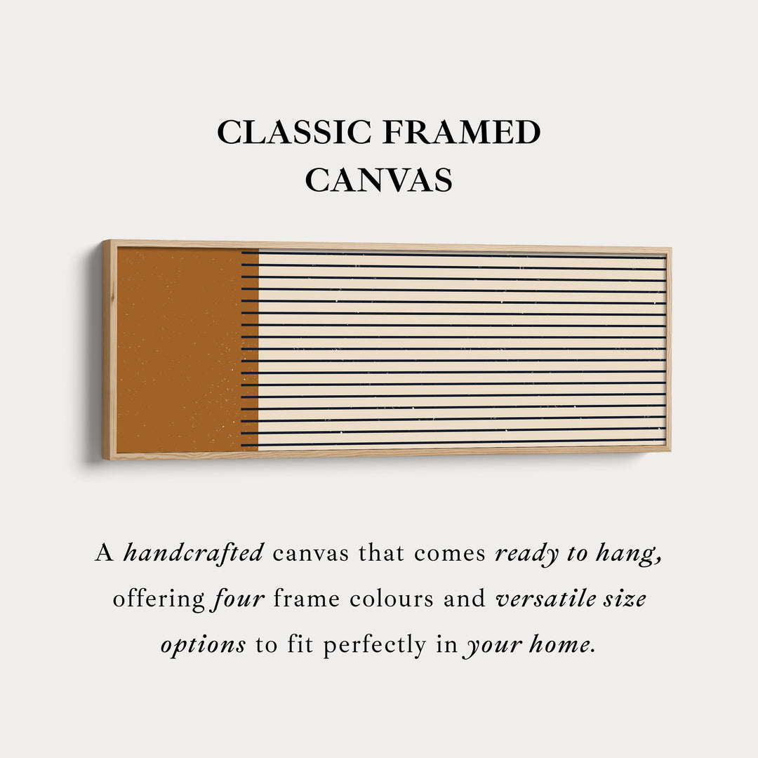 Long Canvas Burnt Orange And Black Striped Wall Art For Hallway Or Bedroom