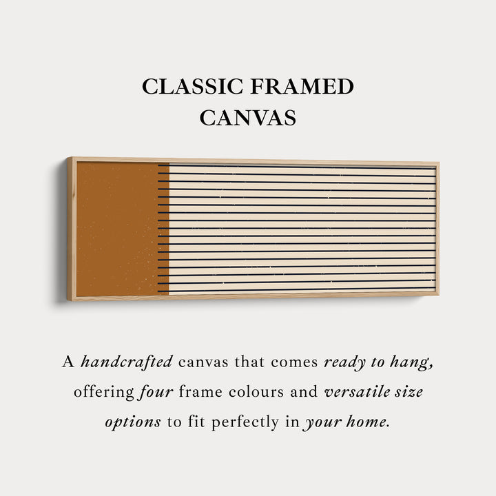 Long Canvas Burnt Orange And Black Striped Wall Art For Hallway Or Bedroom
