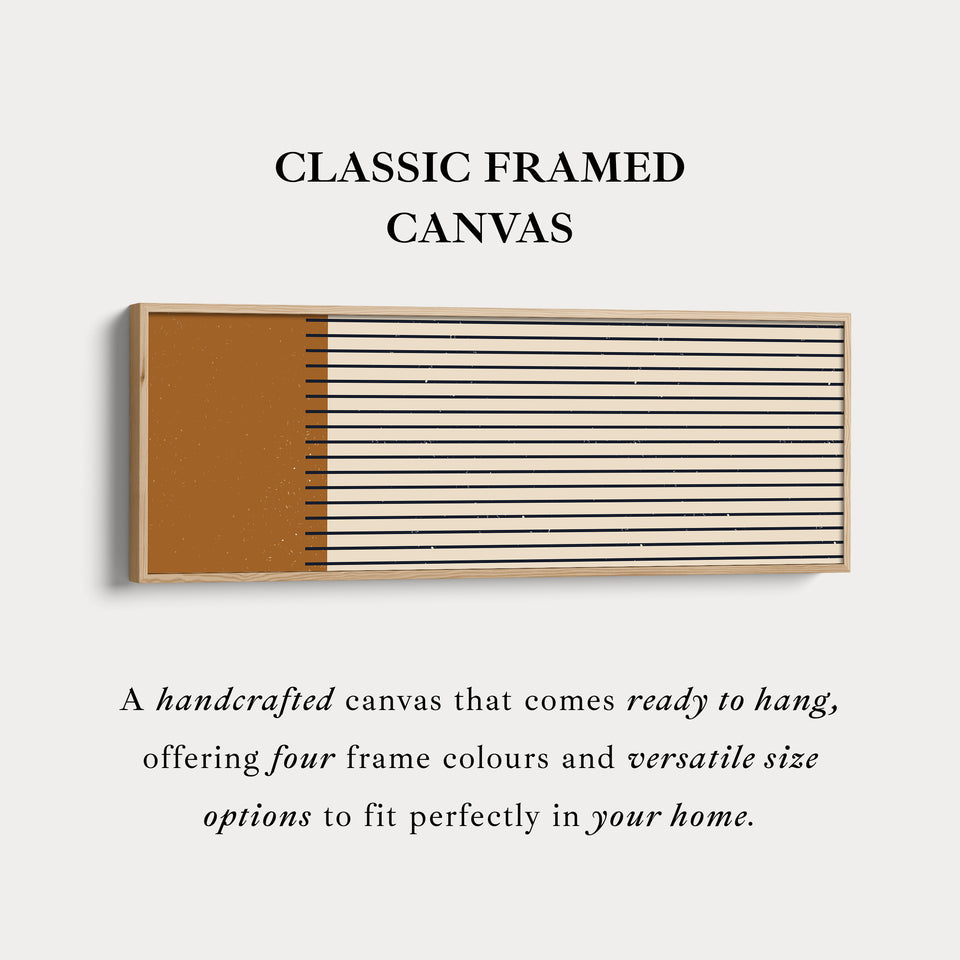 Long Canvas Burnt Orange And Black Striped Wall Art For Hallway Or Bedroom