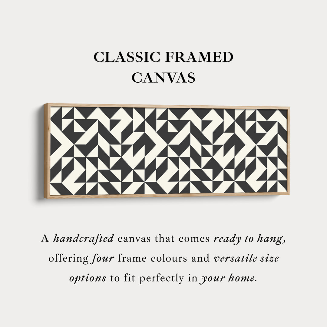 Horizontal Wall Art Black And White Angular Geometric Pattern For Modern Home