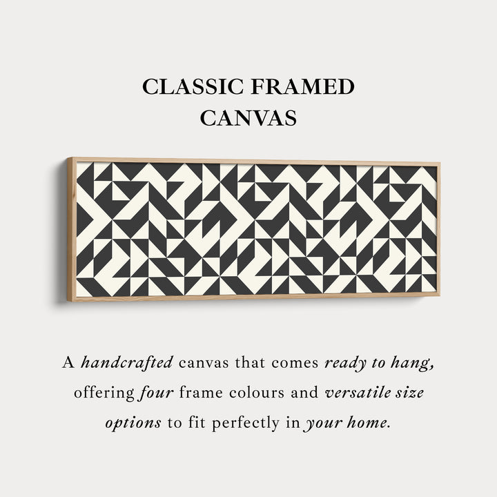 Horizontal Wall Art Black And White Angular Geometric Pattern For Modern Home