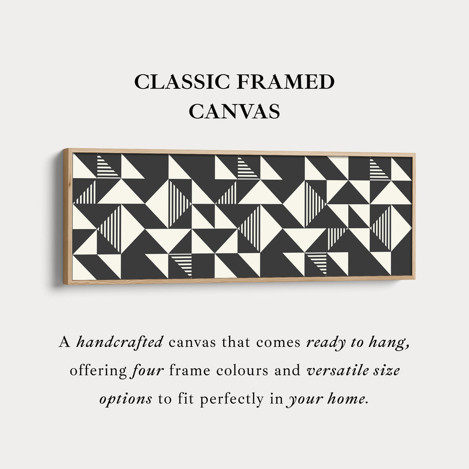 Long Narrow Canvas Black And White Triangular Pattern For Contemporary Spaces