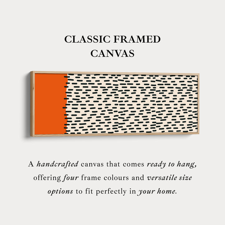 Horizontal Wall Art Orange And Black Dash Pattern For Modern Living Room