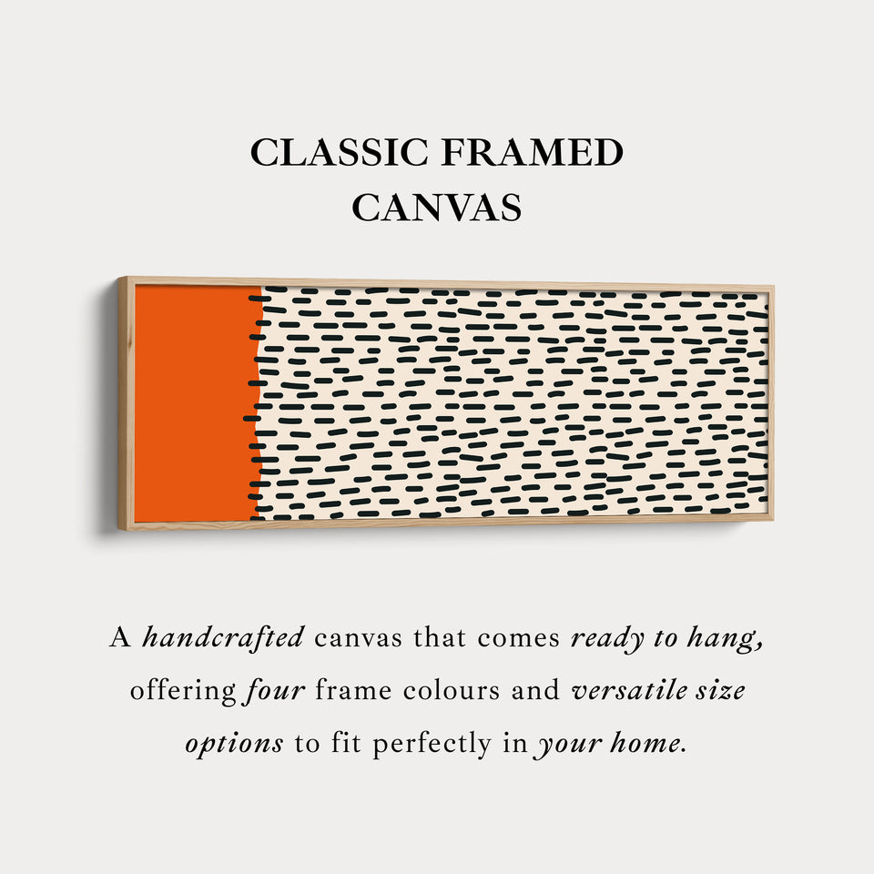 Horizontal Wall Art Orange And Black Dash Pattern For Modern Living Room