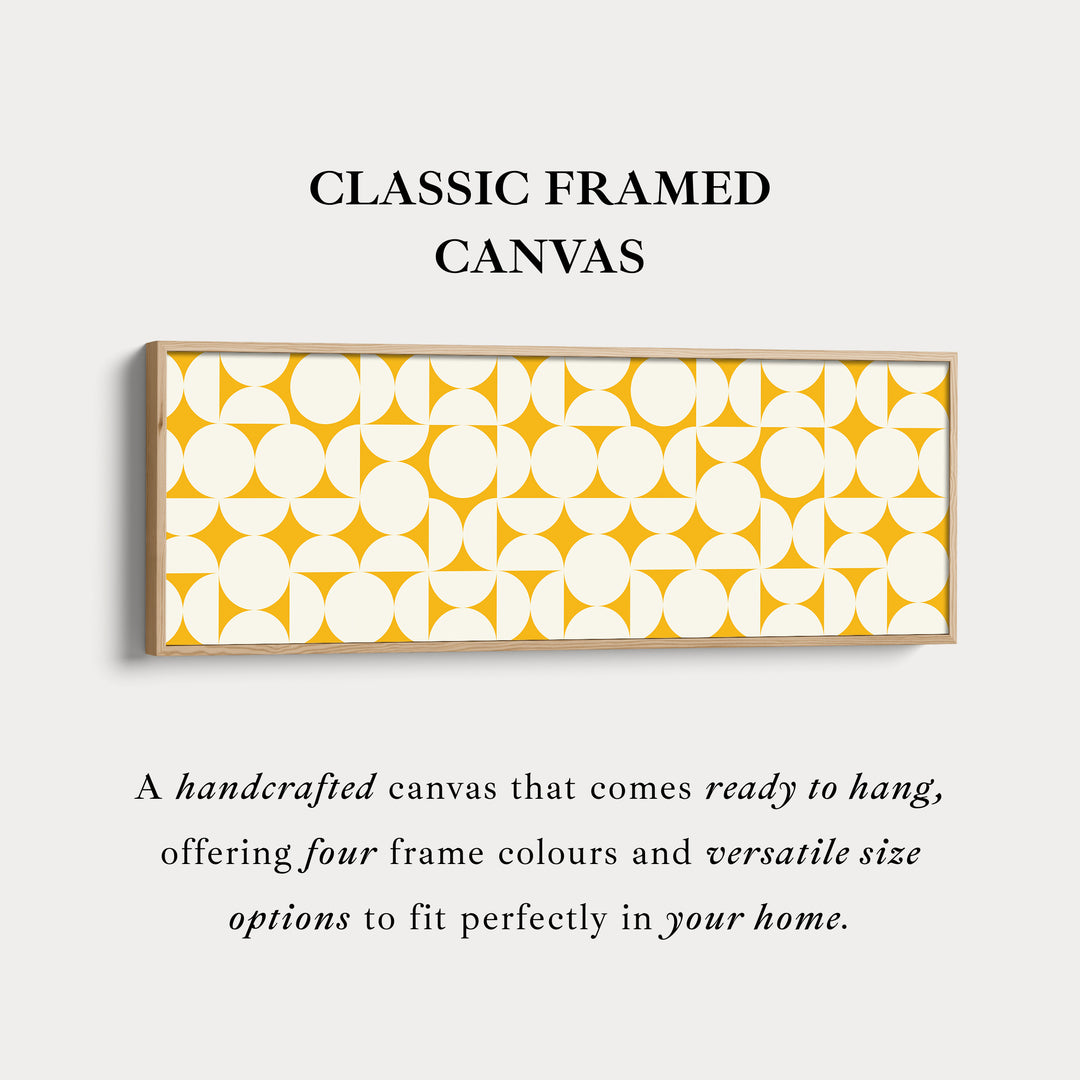 Wide Geometric Wall Art Yellow Beige Panoramic Long Canvas