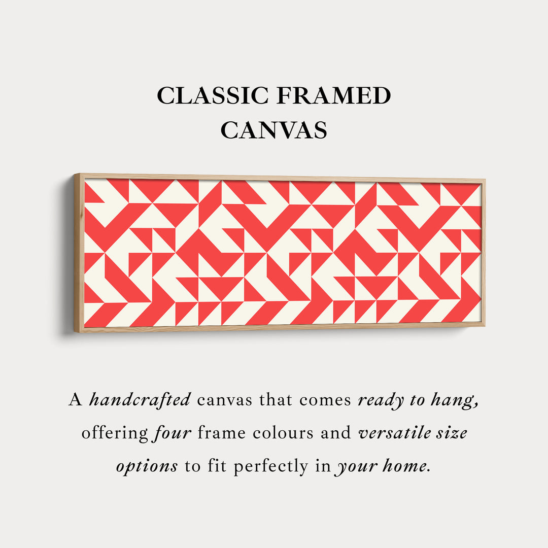 Horizontal Wall Art Red White Geometric Wide Canvas For Living Room