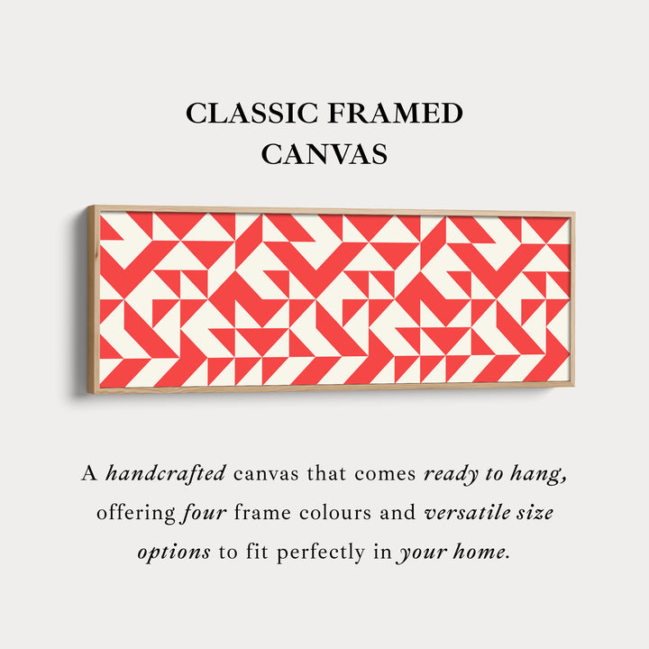 Horizontal Wall Art Red White Geometric Wide Canvas For Living Room