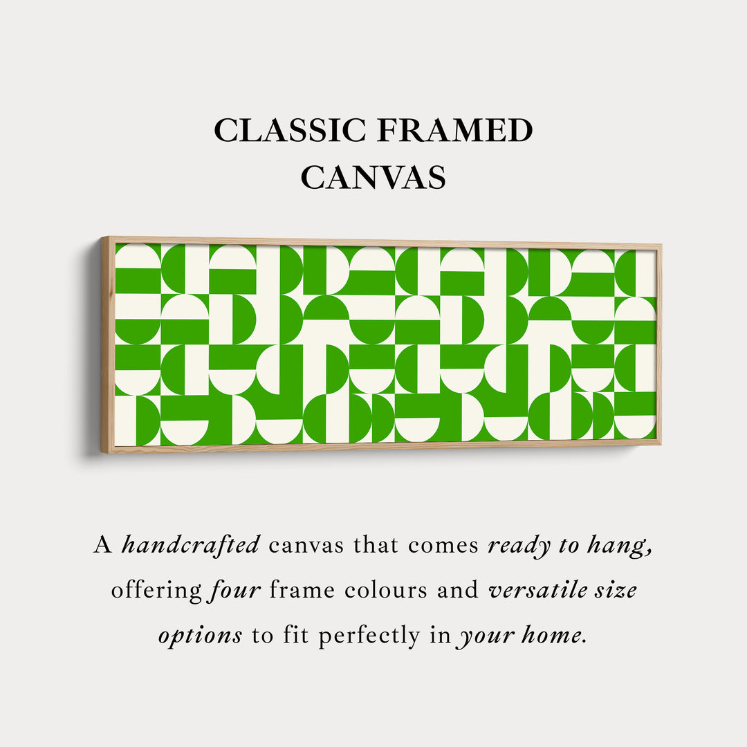 Long Narrow Canvas Green White Minimalist Geometric Wall Decor
