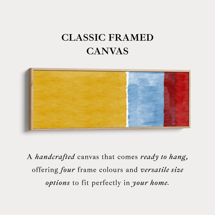 Wide Wall Art Yellow Blue Red Long Canvas For Bedroom Or Hallway