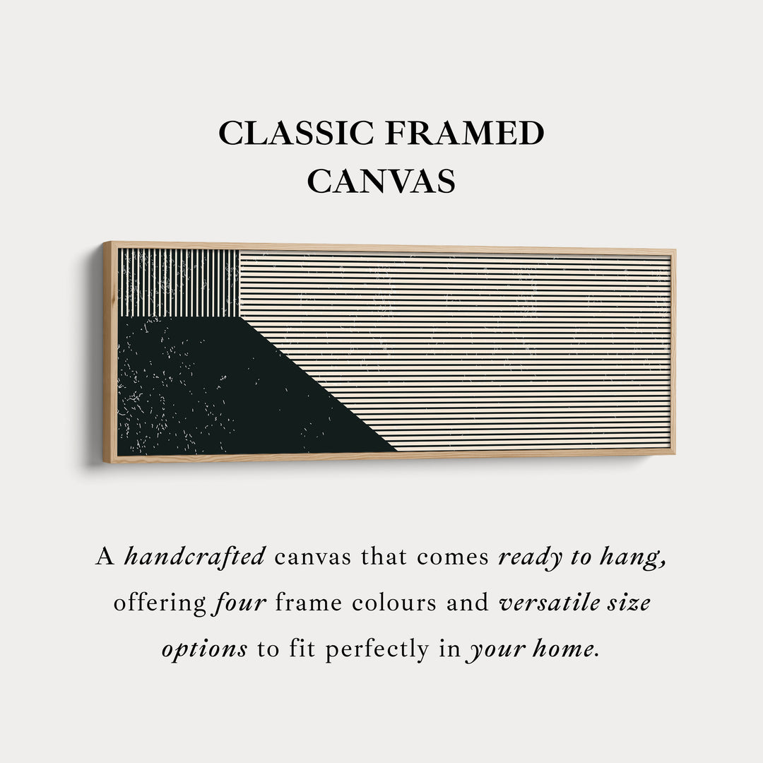 Panoramic Wall Art Beige Black Long Canvas For Modern Living Room