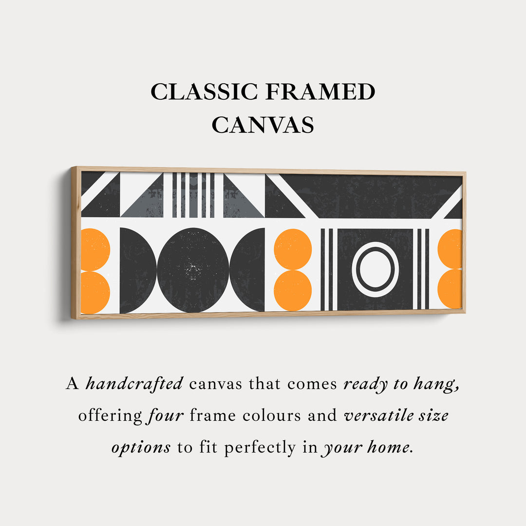 Wide Wall Art Orange Grey Geometric Long Canvas For Living Room
