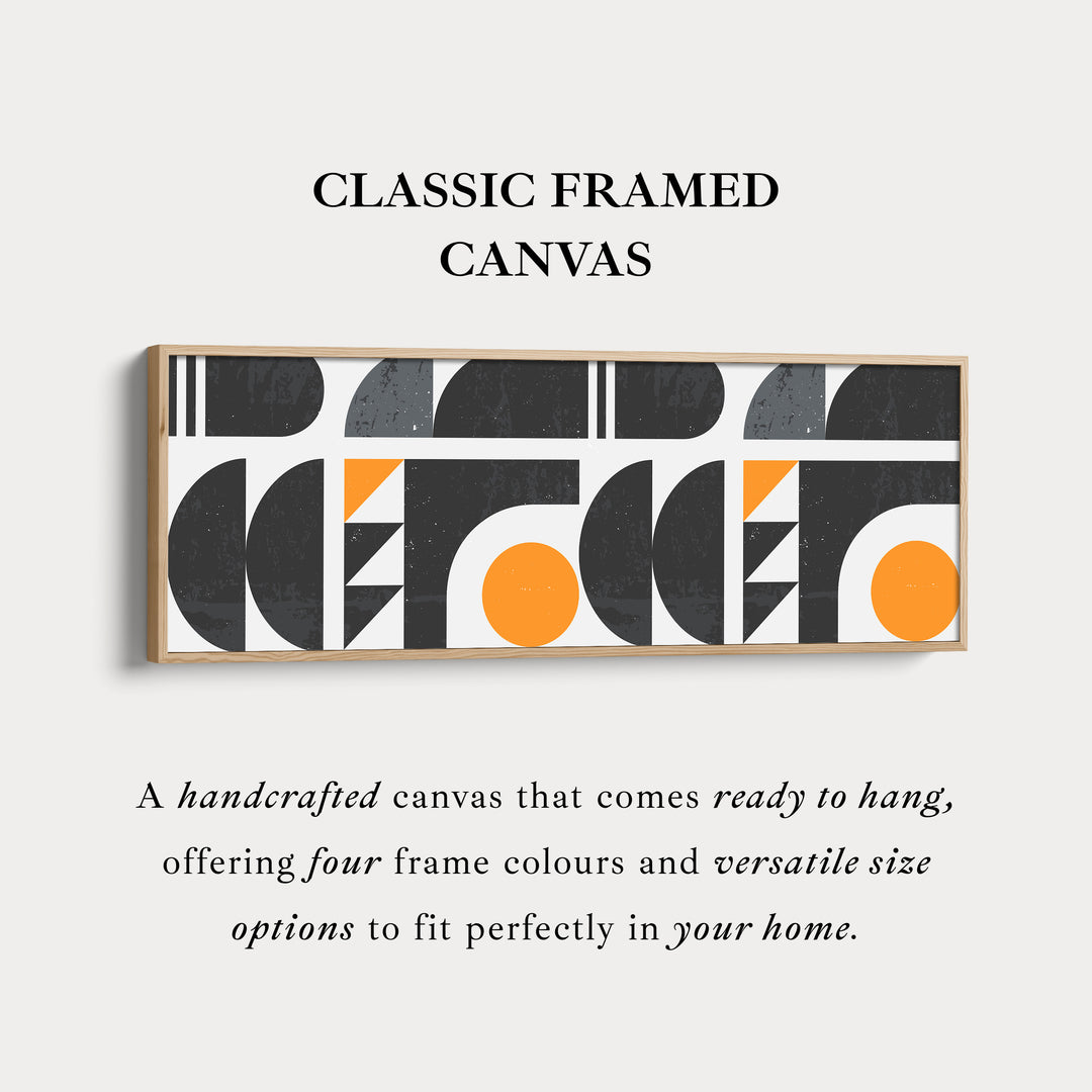 Long Framed Canvas Grey Orange Beige Panoramic Horizontal Wall Art