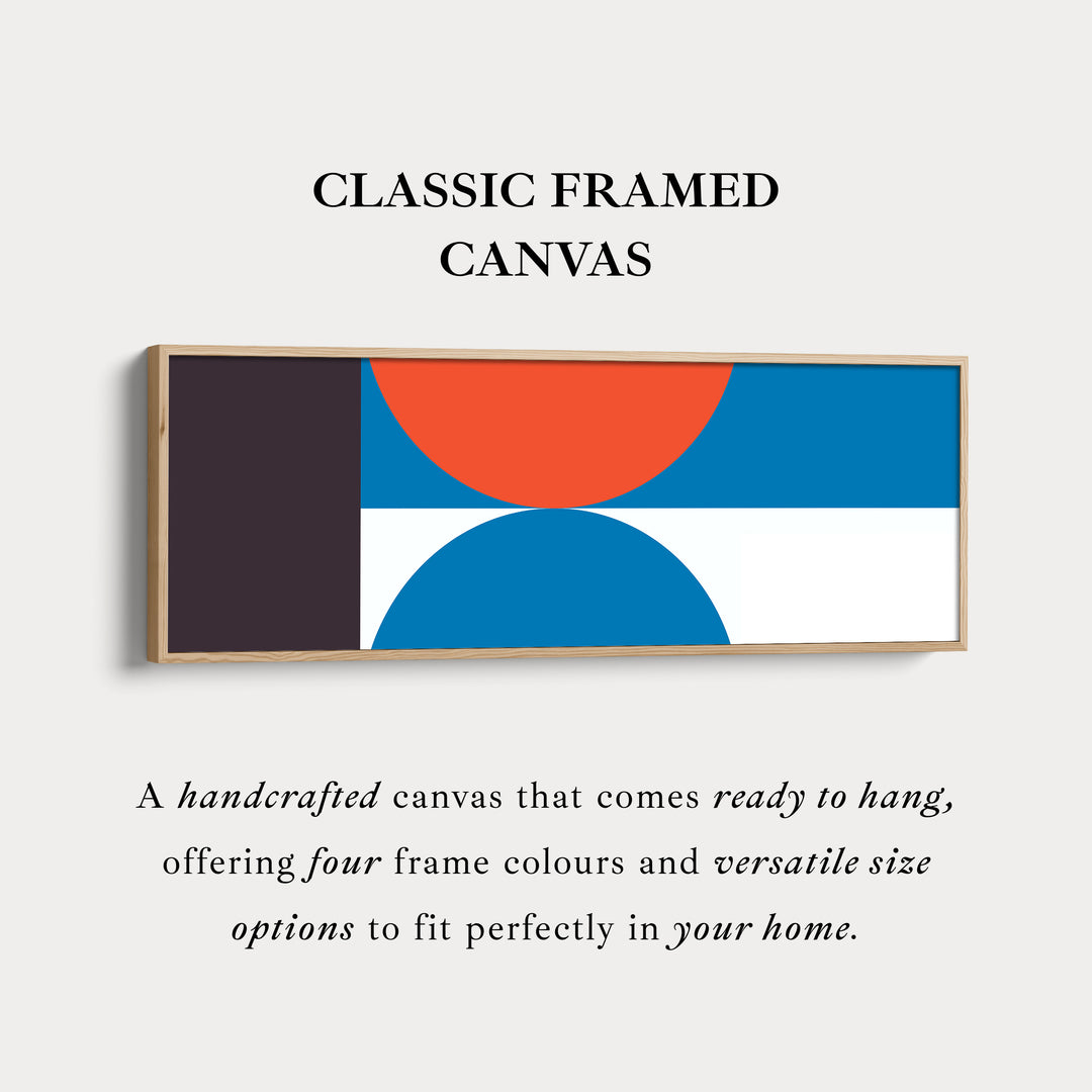 Long Narrow Canvas Blue Orange Minimalist Geometric Wall Art