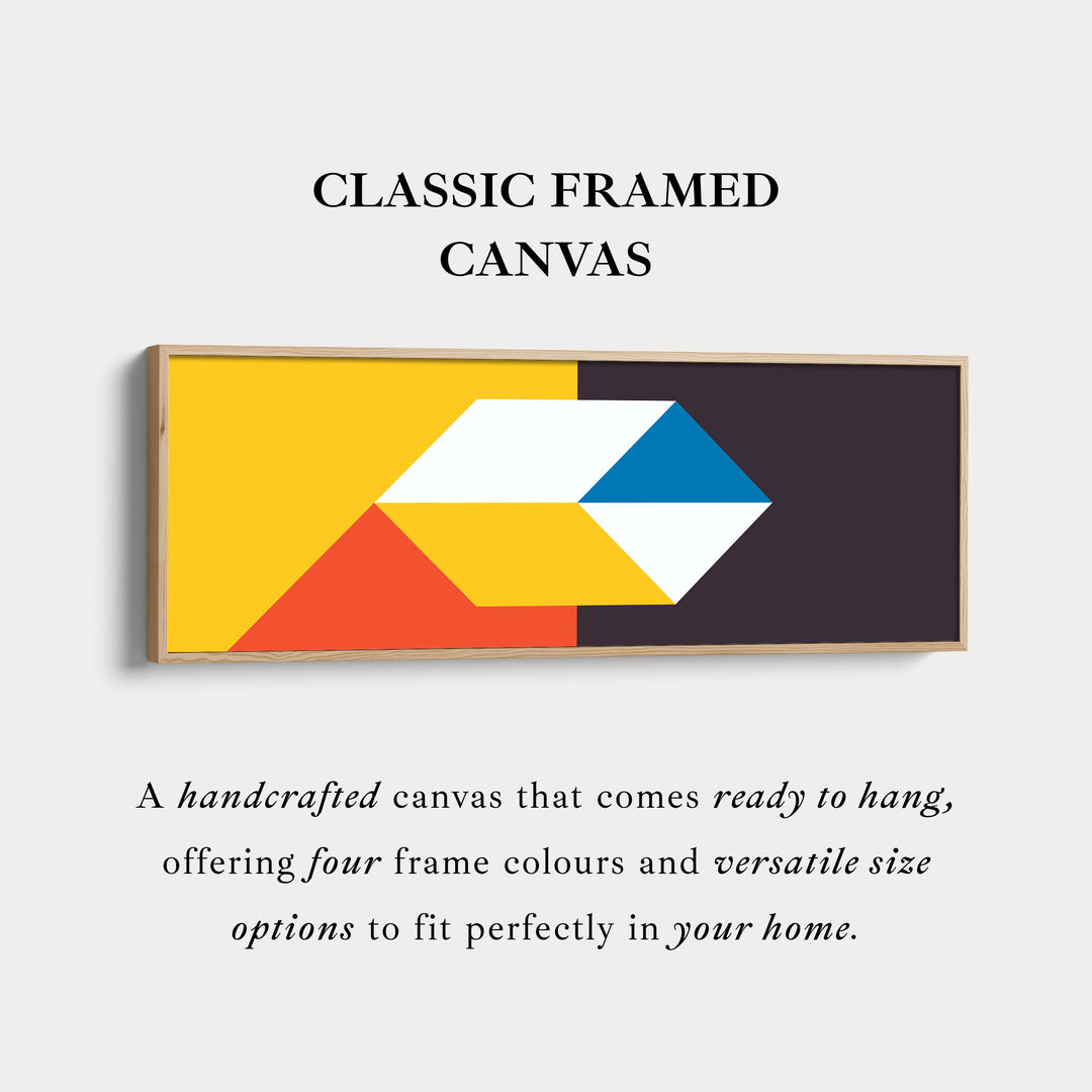 Horizontal Wall Art Geometric Blue Orange Pattern Long Canvas