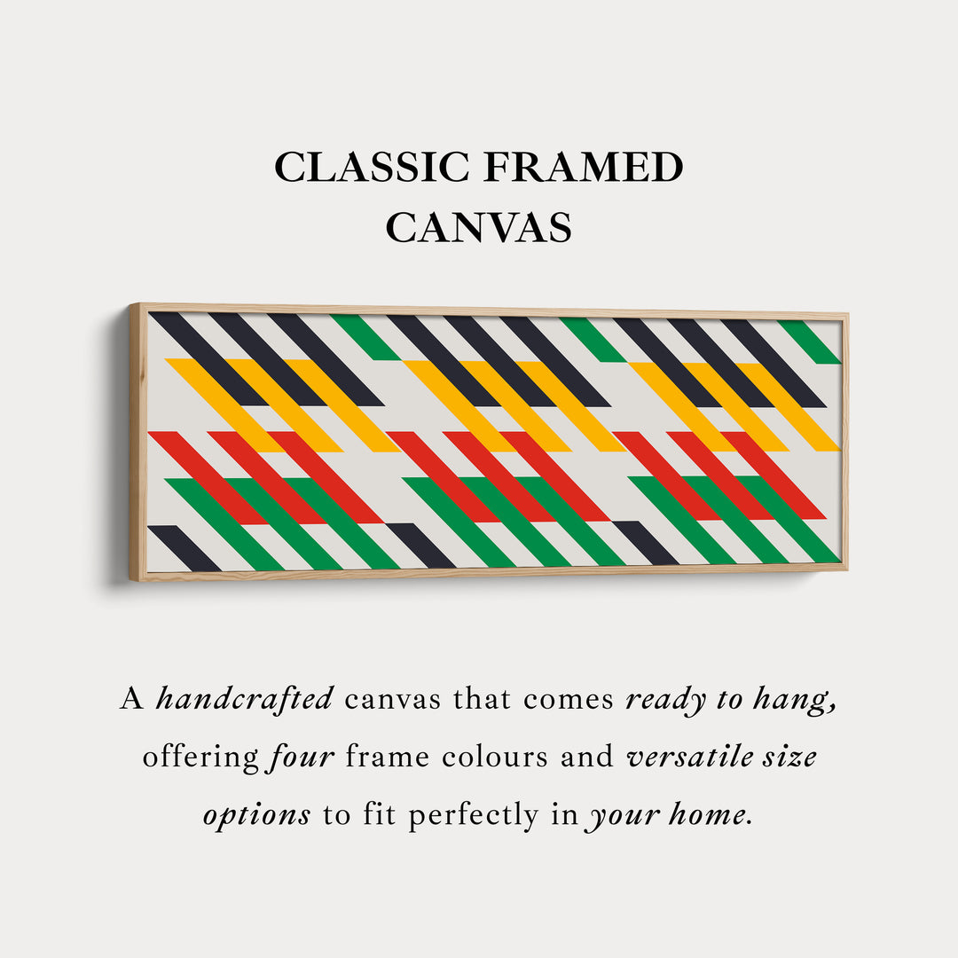 Wide Panoramic Wall Art Yellow Red Green Geometric Long Canvas
