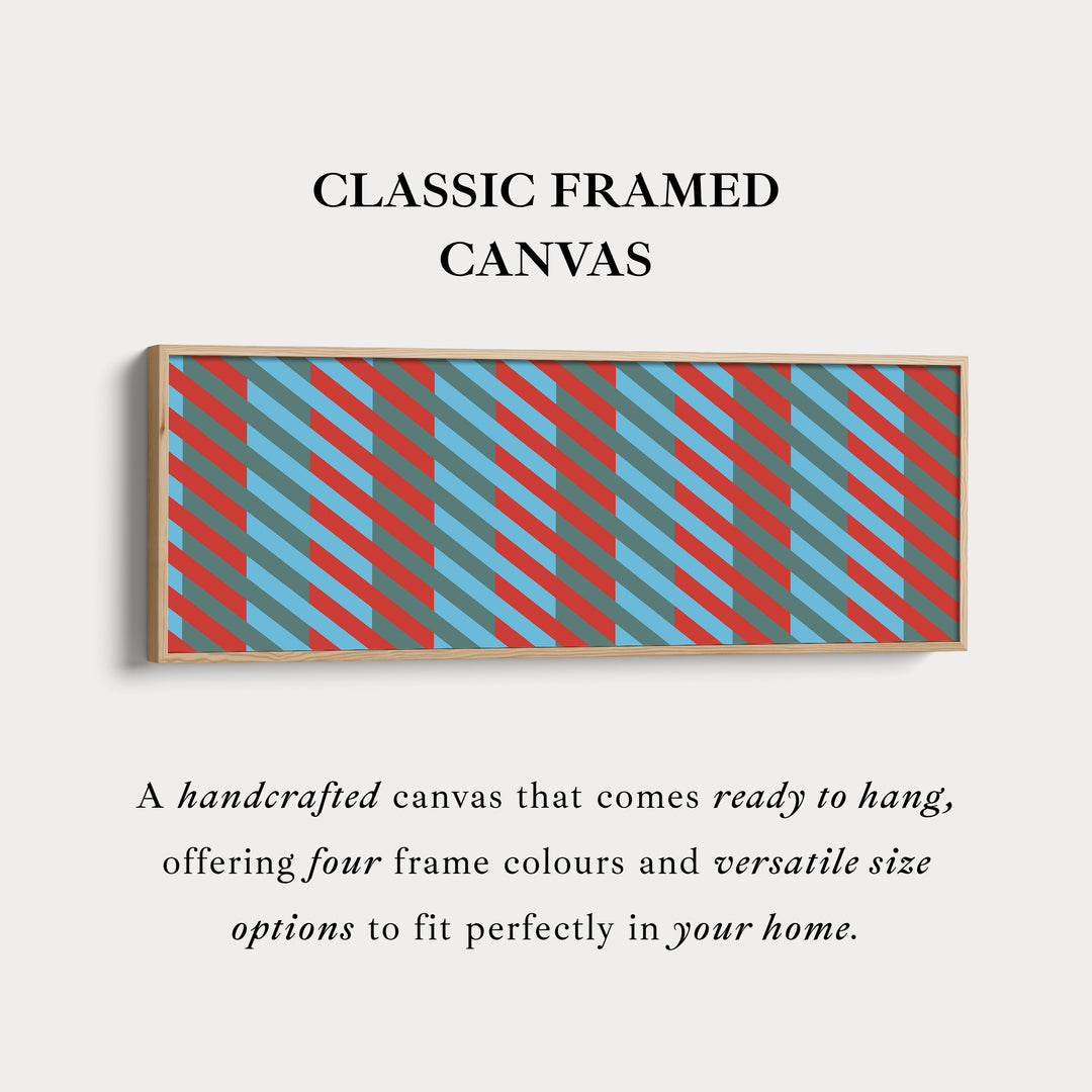 Horizontal Wall Art Blue Red Grey Modern Stripe Long Canvas