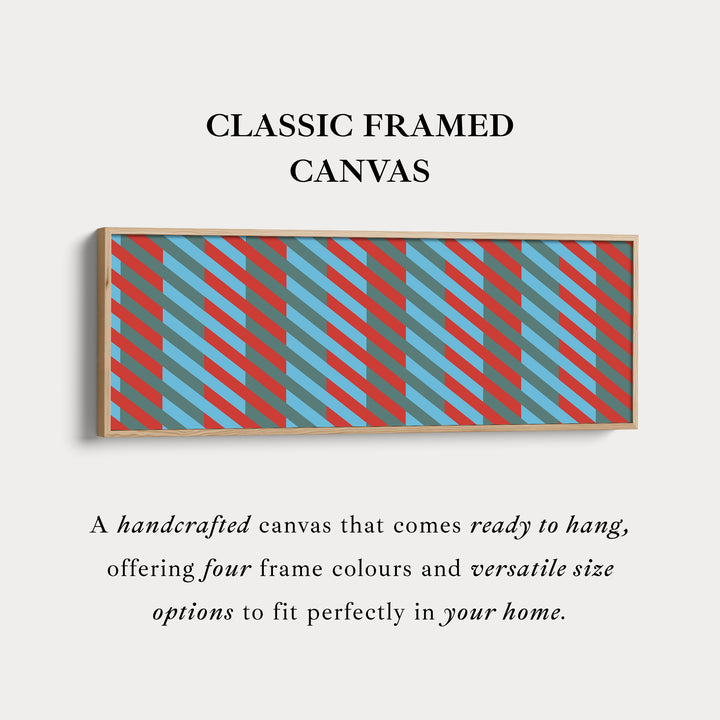 Horizontal Wall Art Blue Red Grey Modern Stripe Long Canvas