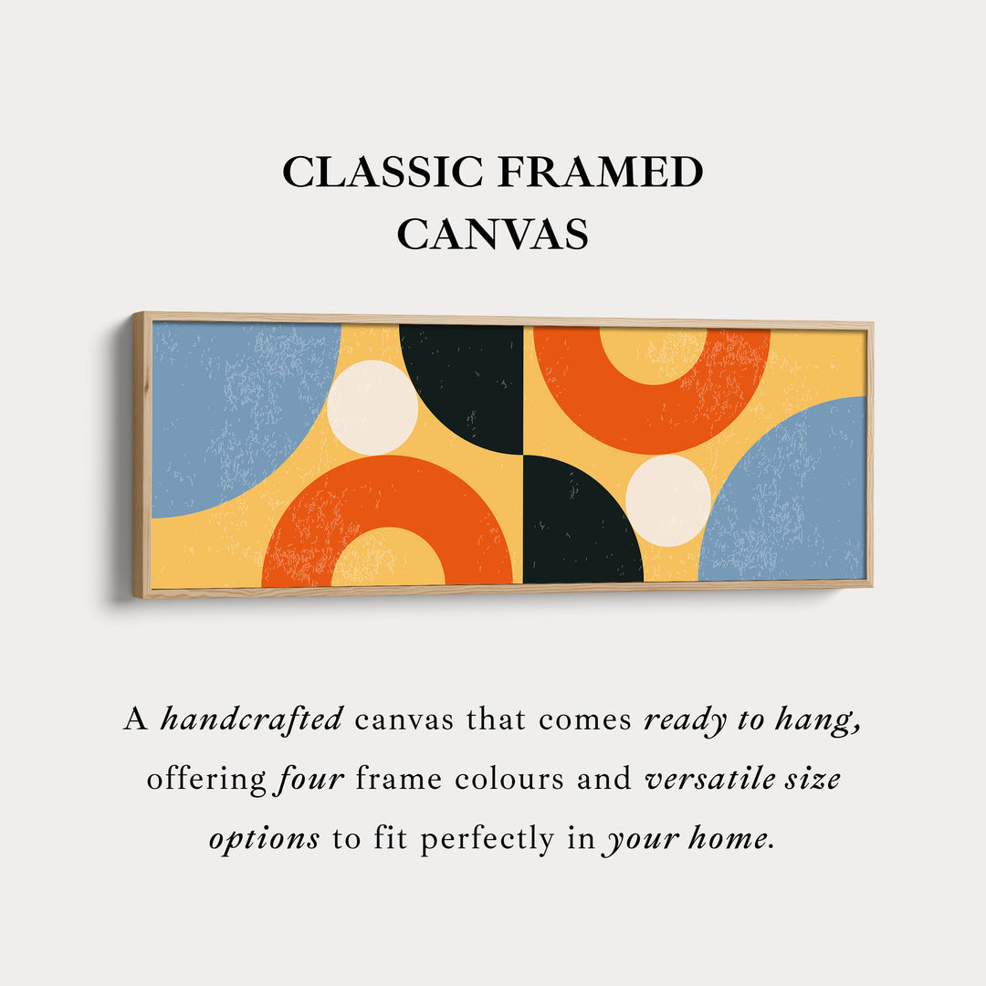 Wide Canvas Blue Orange Yellow Geometric Above Bed Wall Art