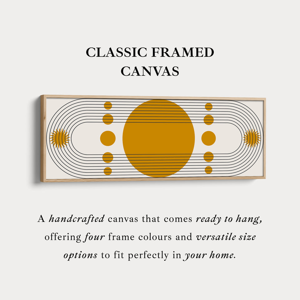 Long Canvas Yellow Orange Abstract Circle Line Art Horizontal