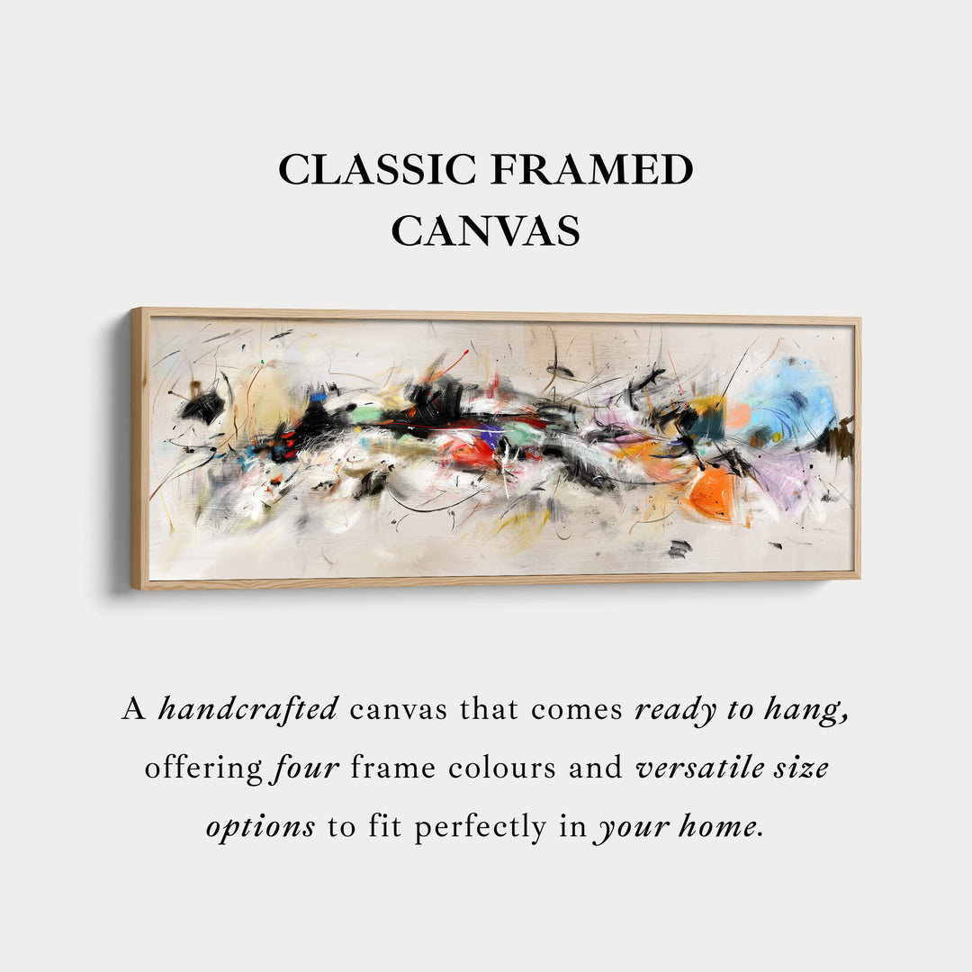 Panoramic Wall Art Abstract Beige Orange Blue Long Canvas