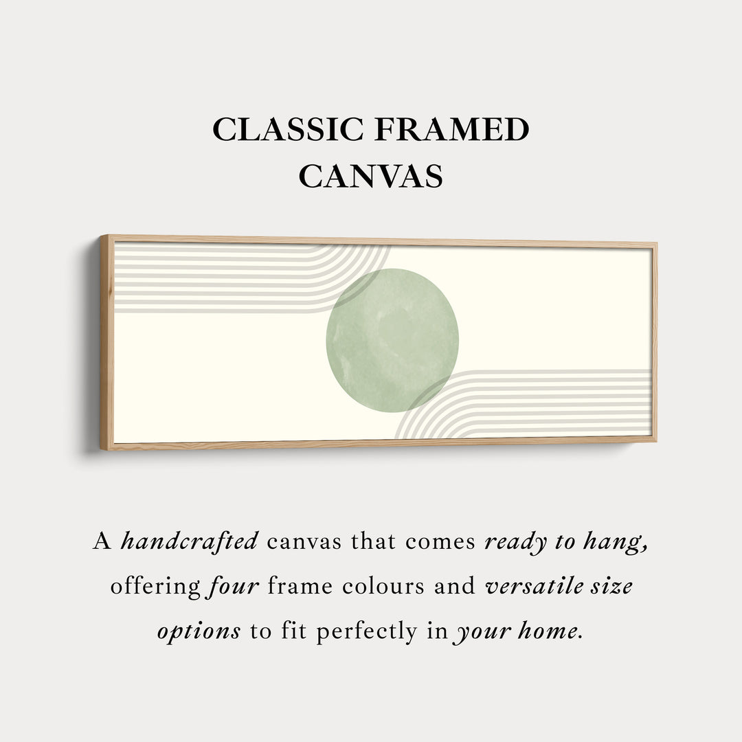 Long Narrow Canvas Minimalist Sage Green Circle For Modern Home