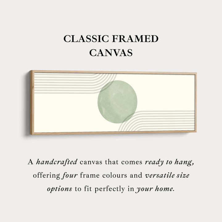 Long Narrow Canvas Minimalist Sage Green Circle For Modern Home