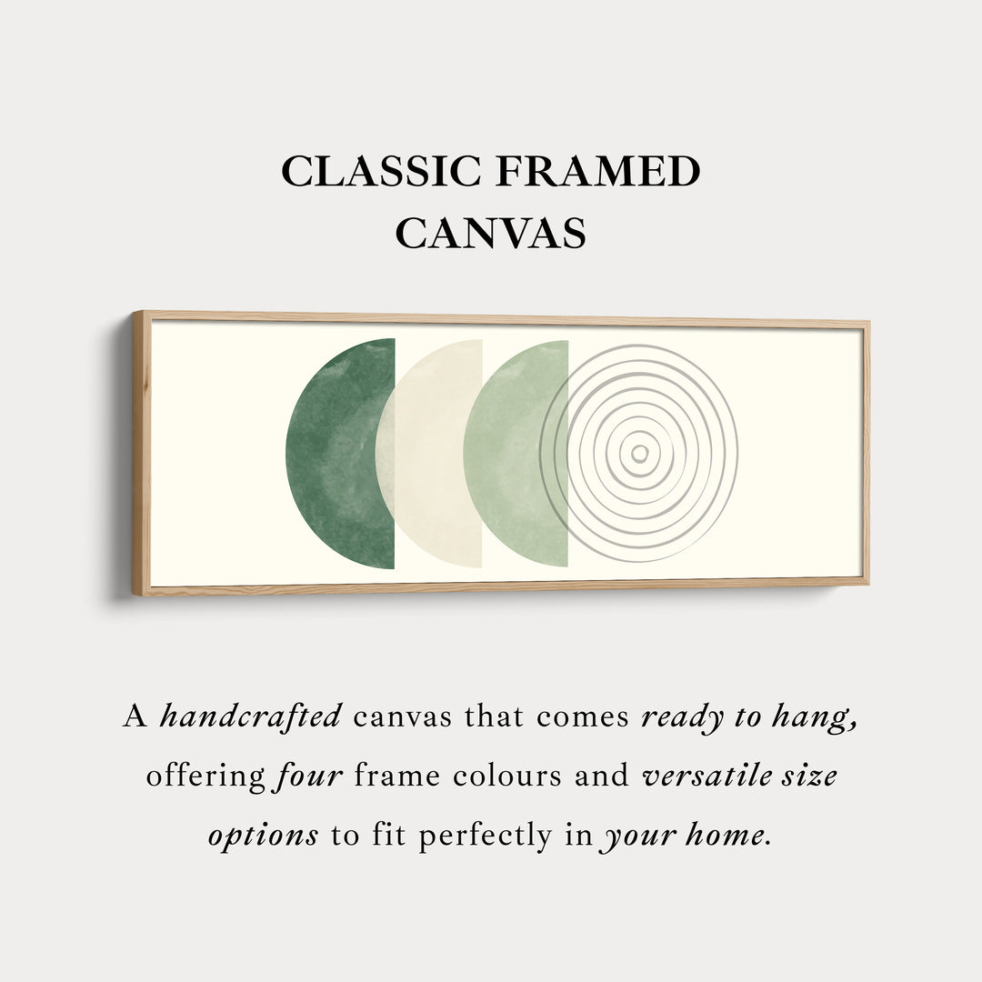 Long Narrow Canvas Neutral Green Circles For Bedroom Or Living Room