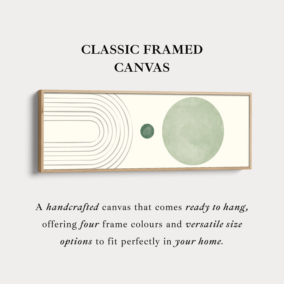 Wide Wall Art Minimalist Curves In Green And Beige For Hallway