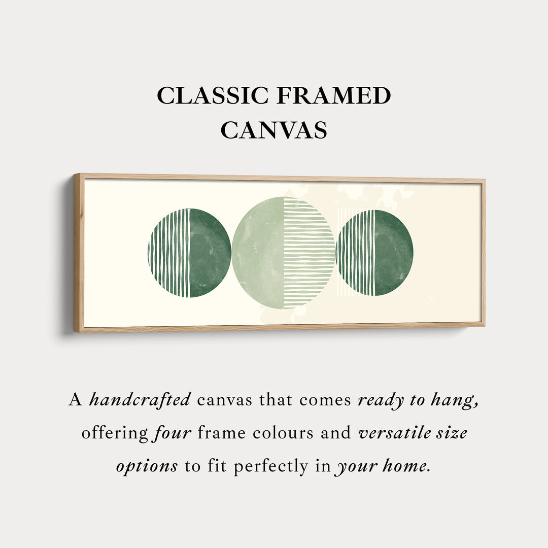 Wide Wall Art Layered Green Circles With Vertical Lines For Modern Homes