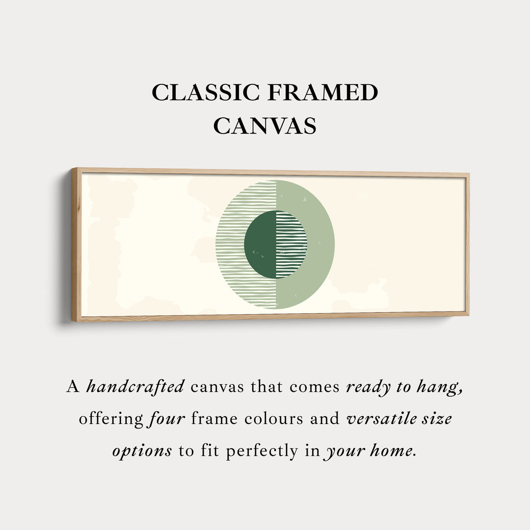 Horizontal Wall Art Three Green Circles With Soft Stripe Detailing