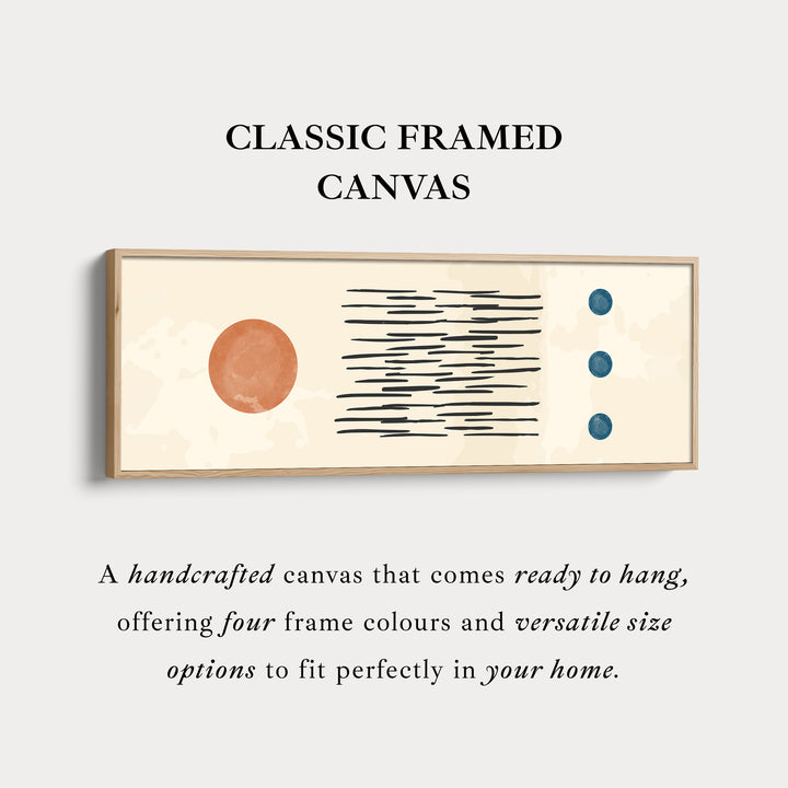 Wide Wall Art Orange And Blue Elements With Graphic Linework For Living Room