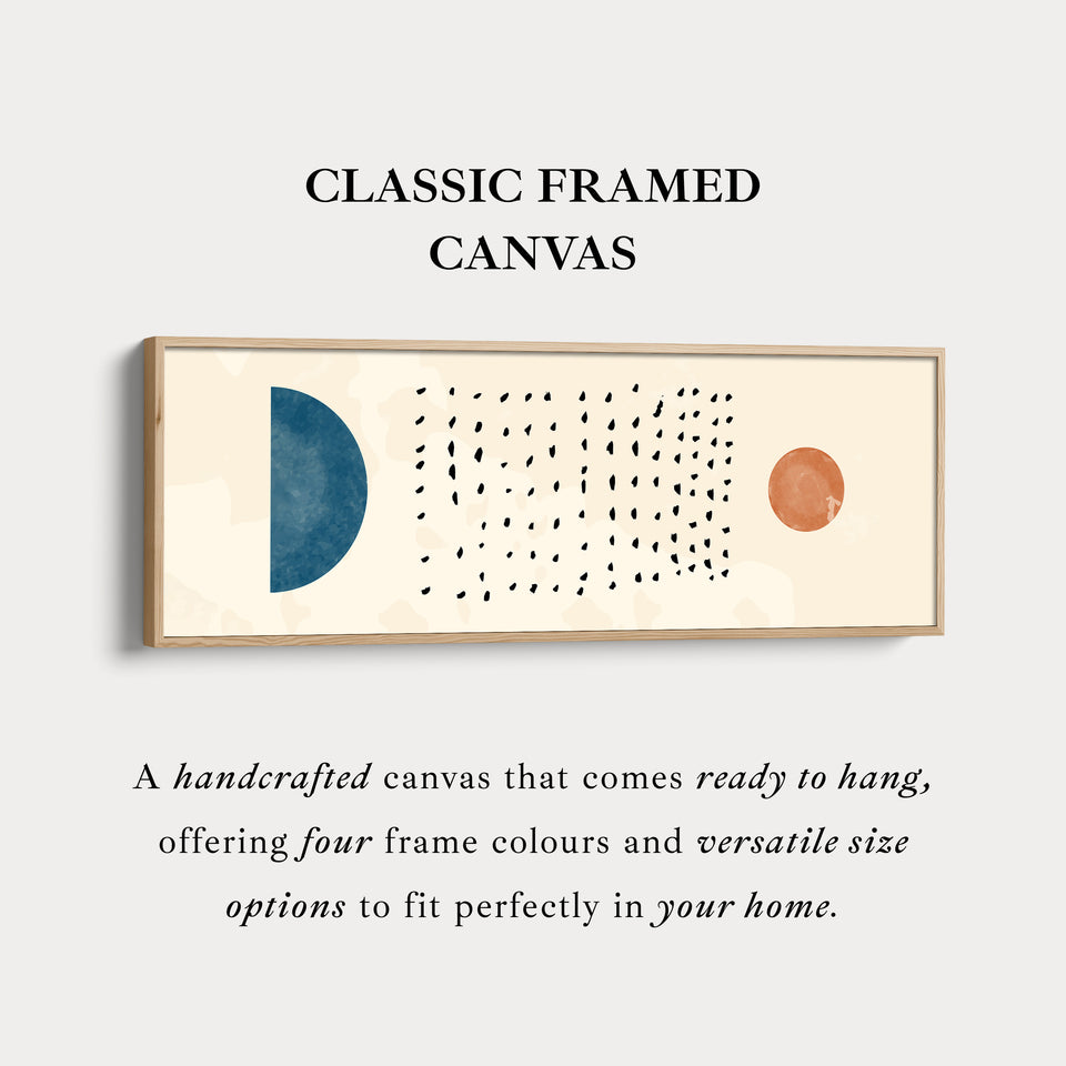 Horizontal Wall Art Blue And Orange Geometric For Living Room