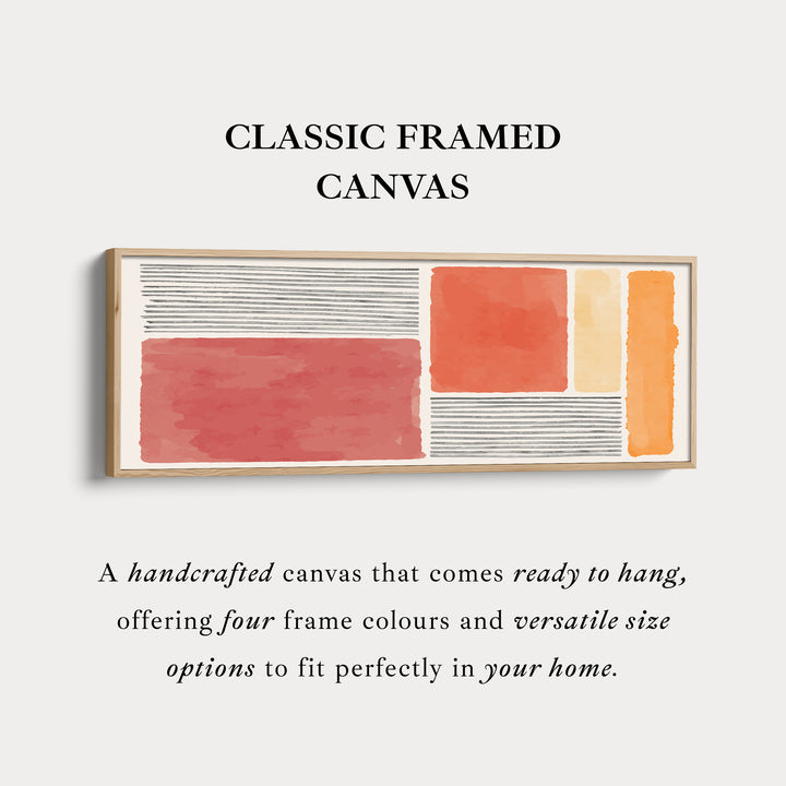 Panoramic Wall Art Warm Terracotta And Orange Blocks With Grey Lines