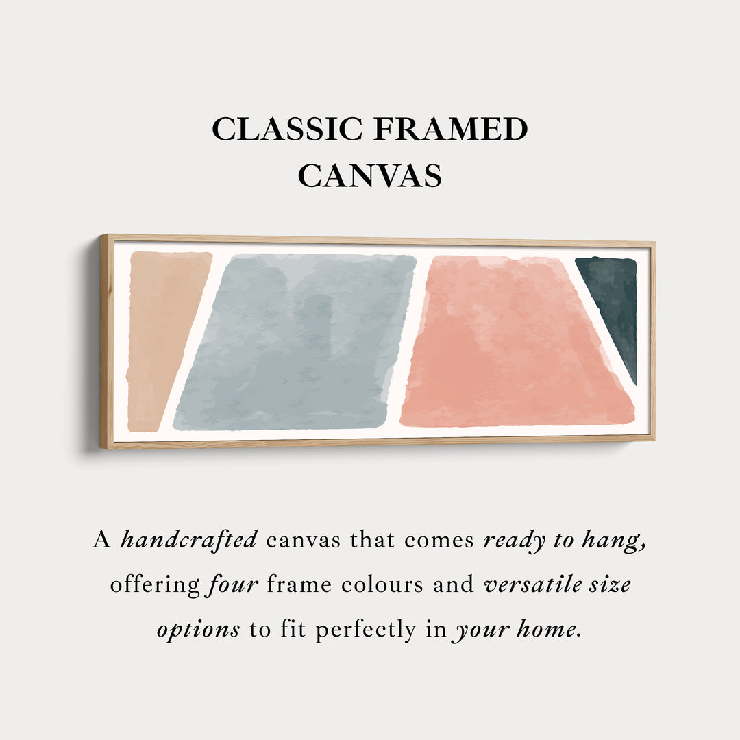 Wide Wall Art Soft Terracotta Blue Grey And Beige Modern Blocks