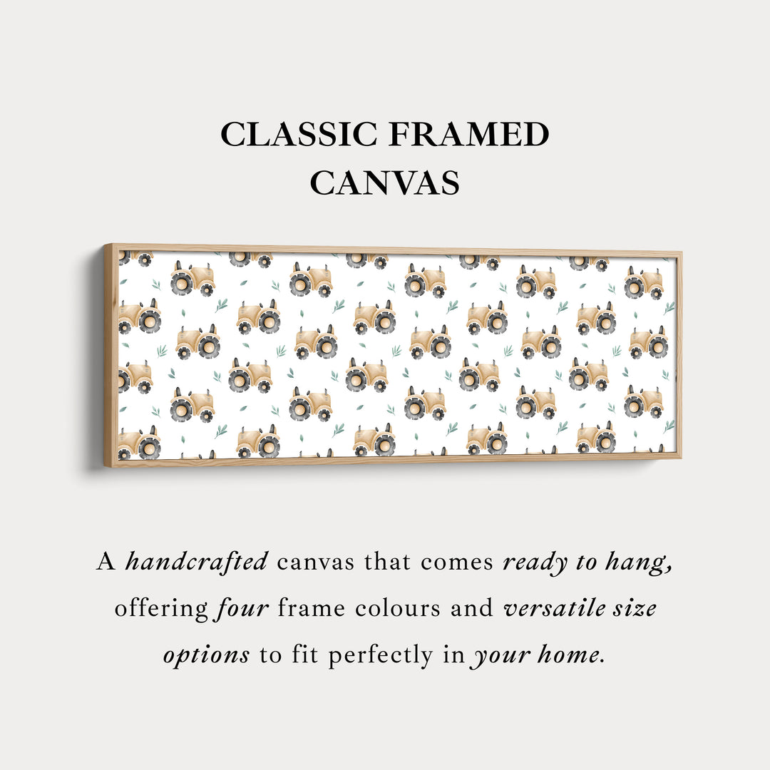 Schattige beige tractoren lange smalle kinderkamer muurdecoratie