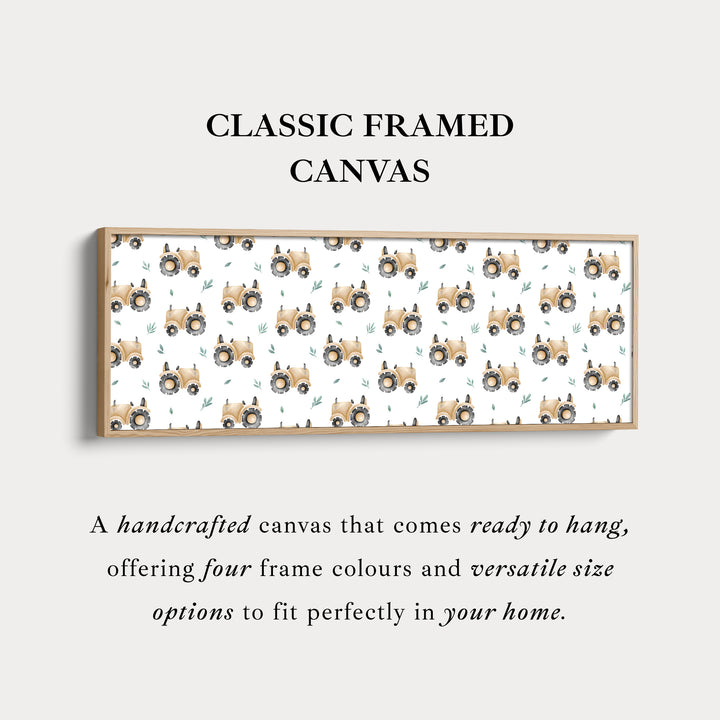 Schattige beige tractoren lange smalle kinderkamer muurdecoratie