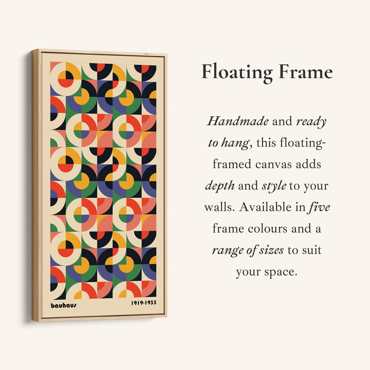 Bauhaus Vertical Wall Art Geometric Circle Grid Tall Canvas For Office