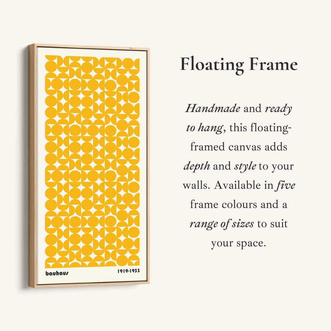 Bauhaus Vertical Wall Art Yellow Circle Pattern Tall Canvas For Hallway