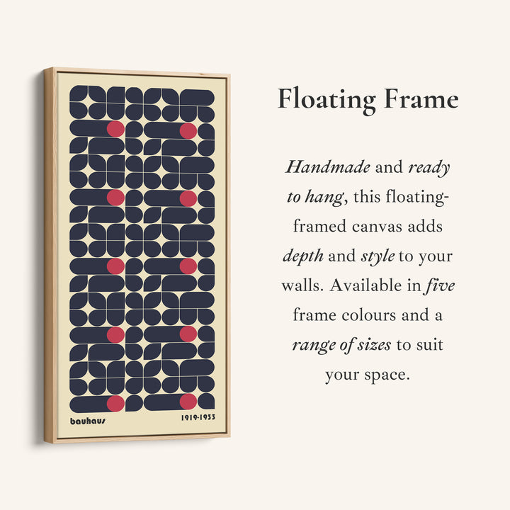 Bauhaus Vertical Wall Art Navy Geometric Pattern Tall Canvas For Bedroom